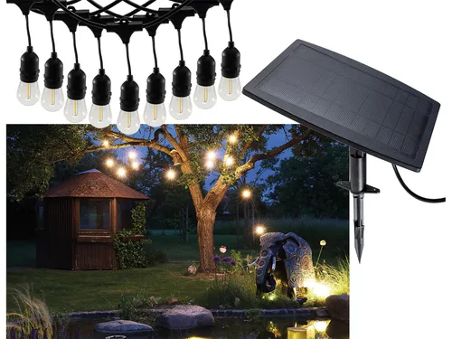 ChiliTec Solar Lichterkette Außen - Wetterfeste 10 LED Lampen für stimmungsvolles Ambiente - Lampen für den Außenbereich mit 10 LED-Lampen und IP44-Schutz. Ideal für Garten und Terrasse, energiesparend mit solarbetriebenem Akku für bis zu 9 Stunden Licht.