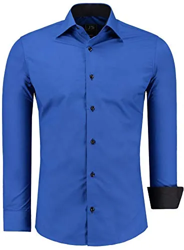J'S FASHION Herren-Hemd Slim-Fit Royalblau XXL - Hochwertiges Slim-Fit Herrenhemd in Royalblau, ideal für Business und Freizeit. Pflegeleicht und bügelfrei für höchsten Tragekomfort. Perfekte Passform dank tailliertem Schnitt und feinen Nähten.