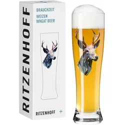 RITZENHOFF Weizenbierglas 500 ml - Tier Motiv Hirsch - Biergläser - Hochwertiges Weizenbierglas mit majestätischem Hirschmotiv, ideal für 0,5 l Weißbier. Spülmaschinengeeignet und in Geschenkbox, perfekt für Naturfreunde und als Geschenk.