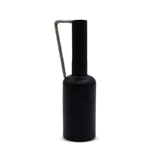 Metall Blumenvase Amanda schwarz - 32 cm - Moderne Tischvase mit Henkel - Tischdeko Fensterdeko Blumenvase mit Griff modern elegant