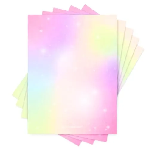 Friendly Fox 50 Blatt A4 Briefpapier Regenbogen, Kinder Briefpapier, DIN A4 buntes Papier zum Briefe schreiben, Motivpapier Twist