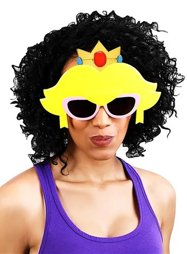 Sun Staches Kostüm Partybrille Prinzessin Peach, Accessoire mit Durchblick: lizenzierte Funbrille im Design von Super M
