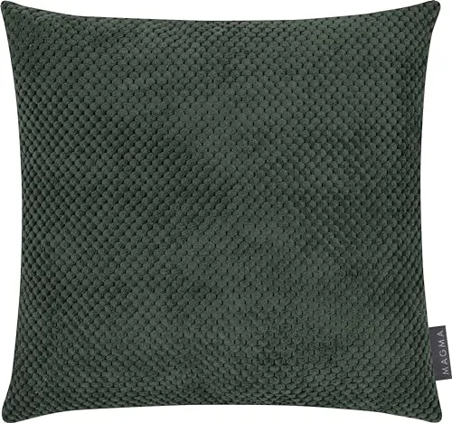 MAGMA Comodo Kissenbezug 40x40 cm - grün,- samtig weich kuschelig Cord Look, rechteckiger Kissenbezug, für Wohnzimmer, Schlafzimmer, Büro und Gästezimmer Waschbar