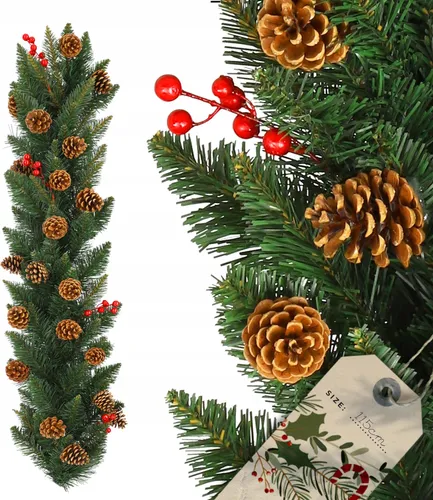 KADAX Kiefergirlande, Dekogirlande, 115cm lange Tannengirlande mit Tannenzapfen