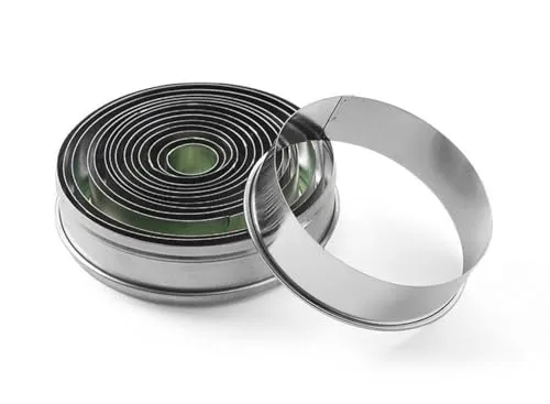 HENDI Ausstechformset, mit Glattem Rand, 14er Set, ø120x(H)35mm, Edelstahl