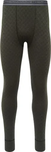 Thermowave Xtreme Merino Unterwäsche Herren - Lange Unterhose Männer - Thermounterwäsche Herren - 220 GSM Weiche Leichtgewicht für Ski Fahren Snowboarden - Weiter Bund, Waldgrün/Schwarz, S