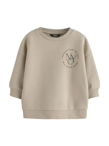 NEXT Jungen Jersey-Sweatshirt mit Rundhalsausschnitt und Rückenprint Cement 68-74