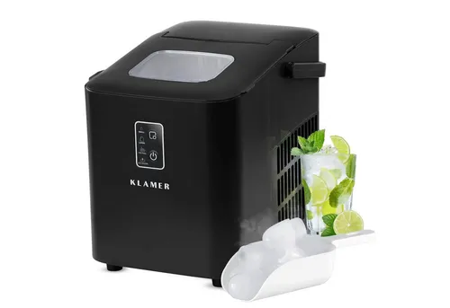 KLAMER Eiswürfelmaschine klein (2025) - Schnelle Eisproduktion - Eiswürfelmaschine für 8 Eiswürfel in nur 8 Minuten, mit 11 kg Tagesproduktion. Geräuscharm, tragbar und mit 1 L Wassertank für frische Eiswürfel jederzeit.