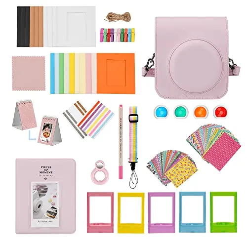 ZUIKAKU 15 in 1 Mini 12 Zubehör kompatibel mit Fujifilm Instax Mini 12 Sofortbildkamera (Pink)