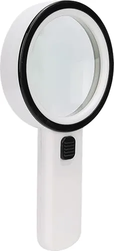 Electraline 58066 Beleuchtete Lupe mit 12 integrierten LEDs, 30 Lumen, 30-facher Zoom