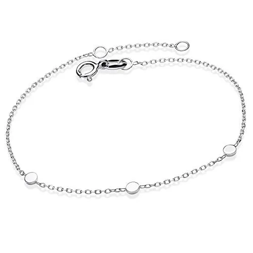 MATERIA Armkettchen Silber 925 mit Plättchen - Armband aus Sterlingsilber (925) mit 17+2cm Verlängerung, anlaufgeschützt und in hochwertiger Schmuckbox geliefert – perfekt für jeden Anlass.