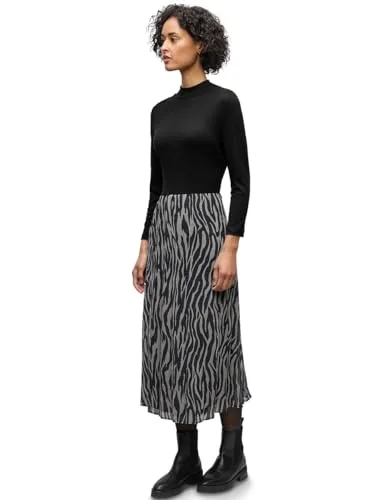 Street One Damen Plissée Chiffon Kleid in schwarz von Street One