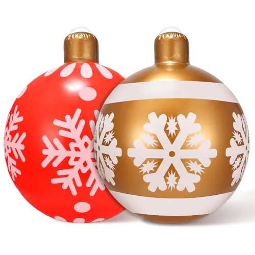 Stücke Aufblasbarer Weihnachtskugel,Riesiger aufblasbarer Weihnachtsball,Wiederverwendbar,Frohe Weihnachten, Luftballons (Rot B) 2