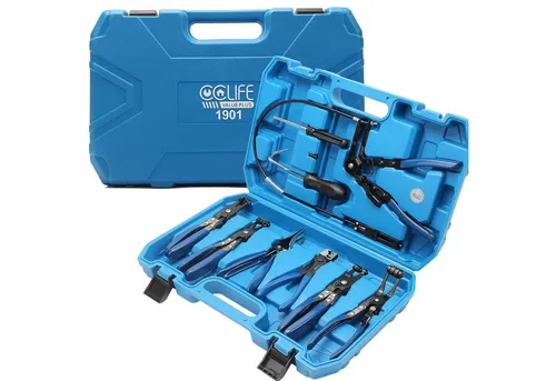 CCLIFE 9tlg Schlauchklemmenzangen Set - Zangen Set für flexible und selbstspannende Federbandschellen, ideal für enge und schwer zugängliche Stellen. Enthält Spezialwerkzeuge für optimale Montage und Demontage.