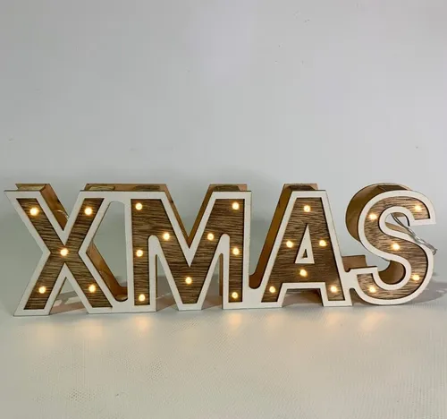 Homevibes Deko-Schriftzug Holzschild XMAS beleuchtet - Beleuchteter Holzschild für festliche Anlässe, ideal als Weihnachtsdeko. Schafft eine stimmungsvolle Atmosphäre in deinem Zuhause.