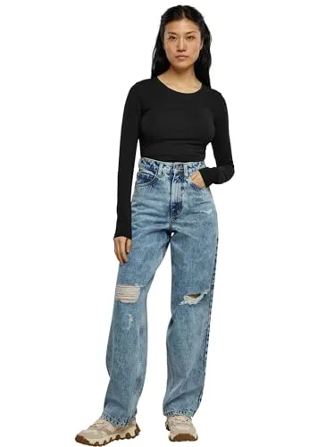 URBAN CLASSICS Damen Stretch Jersey Longsleeve Body schwarz 3XL - Bequemer Body aus 95% Baumwolle und 5% Elasthan, ideal für lässige Outfits und vielseitige Kombinationsmöglichkeiten.