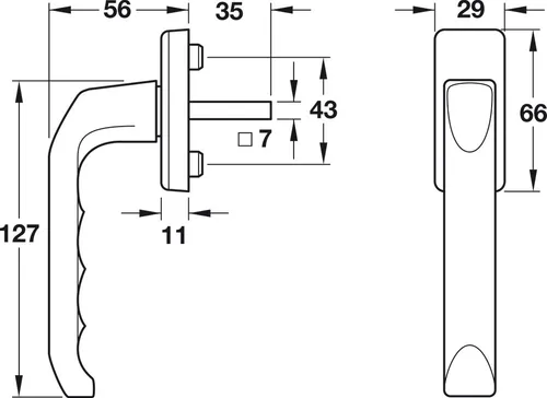 Hoppe Fenstergriff London 013/U34 Aluminium für Drehkippfenster, mit 90°-Rasterung, kunststoff-beschichtet braun