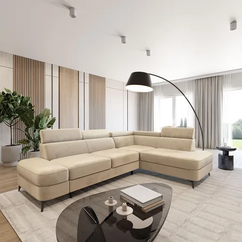 Masseno Ecksofa AVISE M R-S mit Schlaffunktion - Elegantes Wohnzimmersofa in Creme - Das Masseno Ecksofa AVISE M R-S vereint Stil und Funktionalität. Mit Schlaffunktion und praktischem Stauraum ist es ideal für Gäste und sorgt für einen eleganten Akzent in Ihrem Wohnzimmer. Genießen Sie höchsten Komfort!