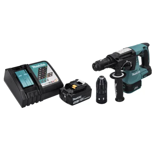 Makita DHR 243 RT1 Akku Bohrhammer 18 V - Akkubohrhammer mit 18 V, inklusive 1x 5,0 Ah Akku und Ladegerät. Ideal für kraftvolle Bohr- und Meißelarbeiten ohne Kabel.