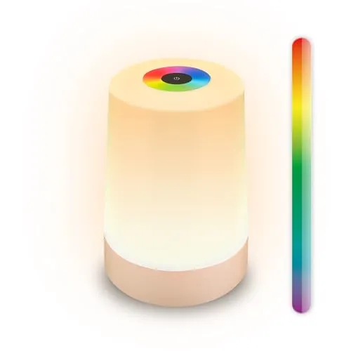 BRILONER - LED Tischlampe RGBW kabellos IP44 mit Touch, dimmbar, Akku tauschbar, Nachttischlampe, Leselampe, LED Lampe, Campinglampe, Tischleuchte, Akkulampe, Outdoor Lampe, 9x13 cm, Beige matt