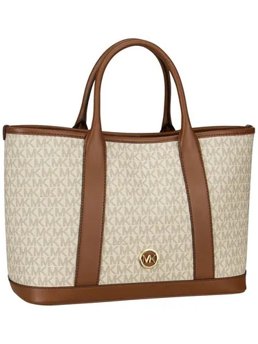 Michael Kors Luisa Umhängetasche in VANILLE/LUGGAGE - Umhängetasche für Damen aus beschichtetem Canvas mit goldfarbenem Reißverschluss und praktischen Fächern, ideal für stilvolle Aufbewahrung.