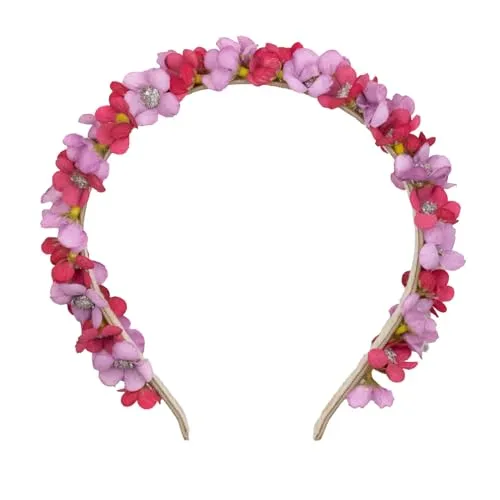 Blumen Haarreif Elfe - Farbauswahl - Kopfschmuck Haarschmuck Hochzeit Oktoberfest Dirndl Blumenmädchen Kirchweih (Rosa/Rot, Einheitsgröße)