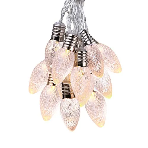 DecoKing 10er LED Lichterkette mit Timer Glühbirnen warmes Weiß statisch batteriebetriebene Girlande Gartendeko Crystalcone