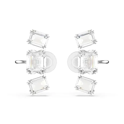 Swarovski Millenia Ohrclips, Oktagon-Schliff, Weiß, Rhodiniert - Ohrringe für Damen mit strahlendem Glanz, bestehend aus klaren Kristallen im Oktagon-Schliff, ideal für einen eleganten Look.