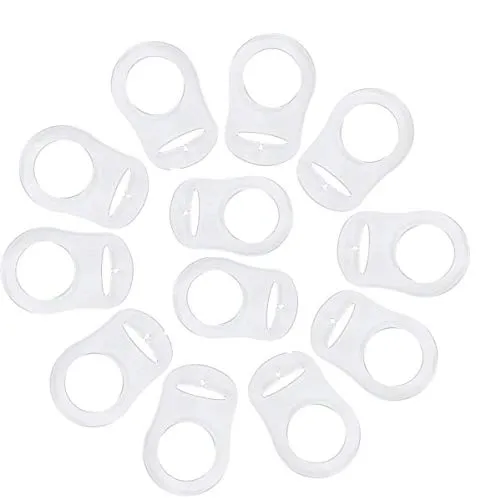 JZK 12 Stück Transparent Silikonknopfring Schnuller Halter Clip Adapter für Baby MAM Schnuller