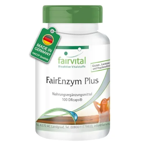Fairvital | FairEnzym Plus - 100 DRCaps™ - Multi Enzym Komplex - mit Rutosid, Bromelain, Trypsin & Chymotrypsin HOCHDOSIERT