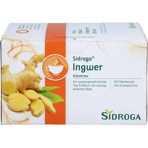 SIDROGA Ingwer Tee Filterbeutel 15 g - Tees mit intensivem Ingwergeschmack, ideal zur Unterstützung des Wohlbefindens und perfekt für eine wohltuende Auszeit.