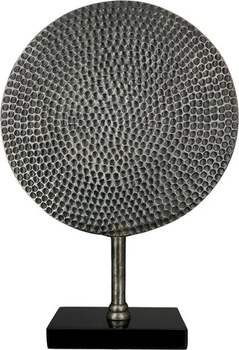 GILDE Deko Objekt Skulptur Rund - modernes Design für Wohnzimmer und Büro - Elegante Skulptur aus Aluminium auf Marmorsockel, Höhe 44,5 cm. Perfekte Geschenkidee für besondere Anlässe wie Geburtstage, Hochzeiten und Jubiläen.