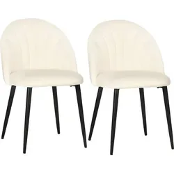 HOMCOM Esszimmerstuhl Bürostuhl, Cremeweiß (2er Set) - Elegantes Stuhlset mit ergonomischem Design und weicher Samtpolsterung für maximalen Komfort. Ideal für Esszimmer oder Wohnzimmer, robust und stilvoll.