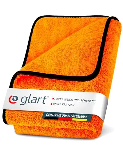 Glart 44WG Auto Trockentuch XXL 90x60 cm – Mikrofaser Poliertuch Orange – Großes Saug- und Reinigungstuch für Auto, Motorrad, Boot, Haushalt – weich, lackschonend, fusselfrei, waschmaschinenfest