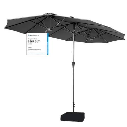 Sekey Doppelsonnenschirm 220×400 cm mit Kurbel in grau von Sekey