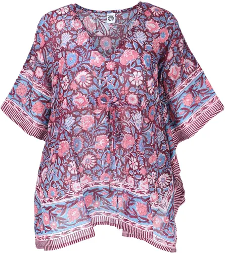 Hippie Poncho Kaftan Tunika - Oversize Blockdruck Strandkleid - Vielseitiges, weites Strandkleid aus 100% Baumwolle mit einzigartigem Blockdruck. Ideal für entspannte Tage am Strand oder als lässige Freizeitmode. Fair gehandelt in Indien.
