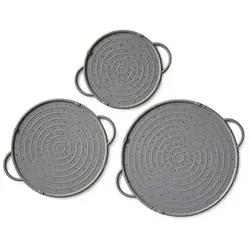 Coolinato Silikon-Spritzschutz 3 Stück - Praktischer Überkochschutz für Pfannen, lebensmittelecht und spülmaschinenfest. Ideal zum Schutz vor Spritzern und als Untersetzer, hitzebeständig von -40 °C bis 230 °C.