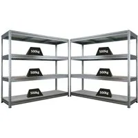PROREGAL Schwerlastregal DINO 180x200x60cm mit 4 Melamin-Ebenen - Das DINO Schwerlastregal von PROREGAL bietet eine hohe Traglast von bis zu 600kg pro Fachboden. Ideal für Lager und Werkstatt, einfach montierbar und mit verstellbaren, stabilen Fachböden.