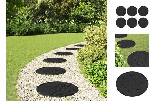 vidaXL Gehwegstein 6er Set Schwarz Ø 44 cm aus Gummi - Gestalte deinen Garten modern und funktional mit diesen langlebigen Gehwegsteinen. Die rutschfeste Oberfläche sorgt für Sicherheit, während das pflegeleichte Design eine einfache Nutzung ermöglicht. Ideal für jeden Garten!
