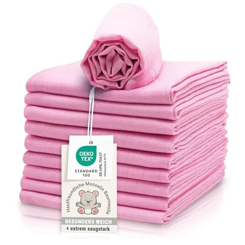 ZOLLNER Spucktuch Geschenk-Set (10-tlg.), 70x70 cm, 100% Baumwolle - Stilltücher in hochwertiger Qualität, hautfreundlich und saugstark. Ideal für die empfindliche Babyhaut und vielseitig einsetzbar – für ein stressfreies Wickeln und einen komfortablen Alltag.