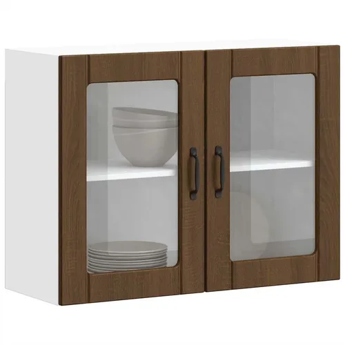 vidaXL Küchen-Hängeschrank Lucca Braun Eichen-Optik - Küchenhängeschrank mit Glastüren, optimiert den Platz und sorgt für Ordnung in deiner Küche. Robustes Material und stilvolles Design für mehr Stauraum.