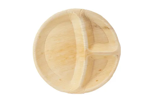 wisefood Einwegteller Palmblatt Teller rund 3-geteilt Ø 25cm, (200 St)
