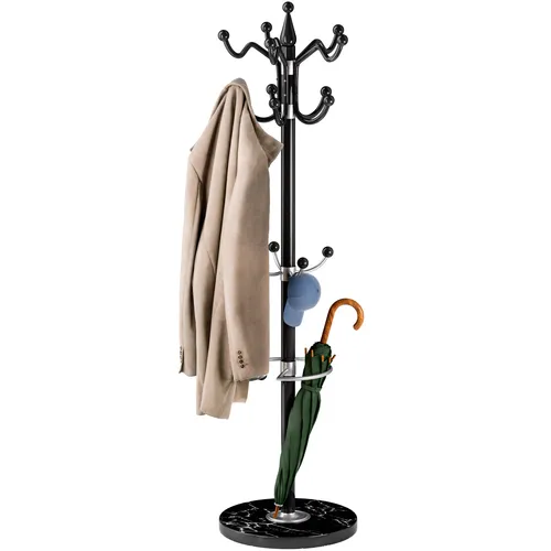 Casaria Kleiderständer mit Marmorsockel - Moderner Kleiderständer mit 14 Haken, 360° drehbar und stabil, ideal für eine stilvolle Aufbewahrung von Kleidung und Accessoires.