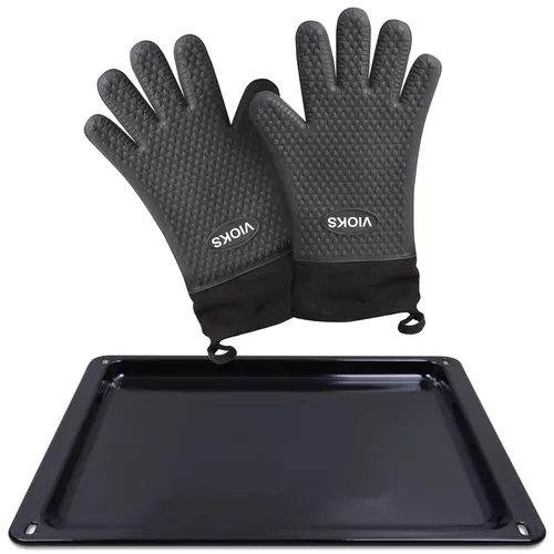 Backblech wie Zanussi 353193923/3 mit 2 Silikonhandschuhen in schwarz von VIOKS, Zanussi
