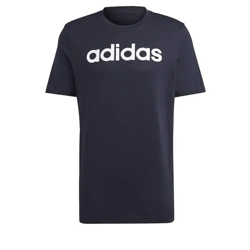 adidas Herren Essentials Single Jersey Linear Embroidered Logo Tee, Legend Ink / White, S