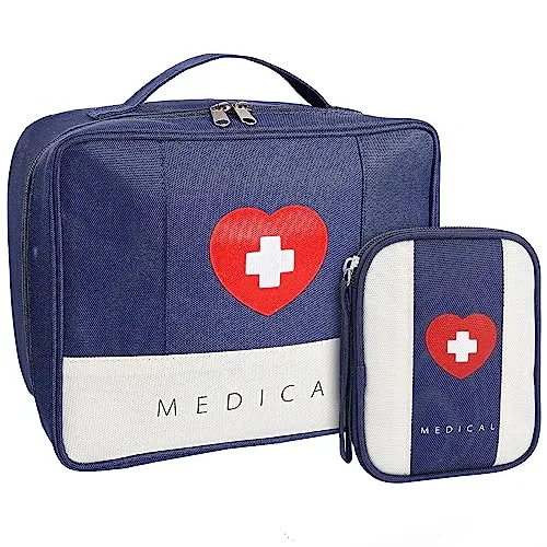 Romon 2 Stück Medikamententasche, Reiseapotheke Tasche Wasserdicht,Tragbar Medizin Aufbewahrungstasche für Home Office Reisen Outdoor (Blau)