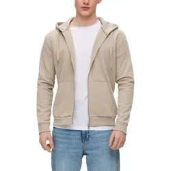 QS Basic-Sweatjacke beige L - Kapuzenpullover für Herren, aus bequemer Sweatware mit fixierter Kapuze und praktischer Durchzugkordel für individuellen Tragekomfort.