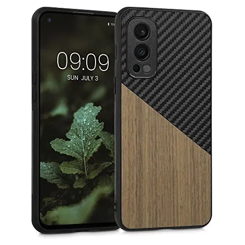 kwmobile Hülle kompatibel mit OnePlus Nord 2 5G - Handyhülle - Handy Schutzhülle - Smartphone Cover - Dunkelbraun Schwarz