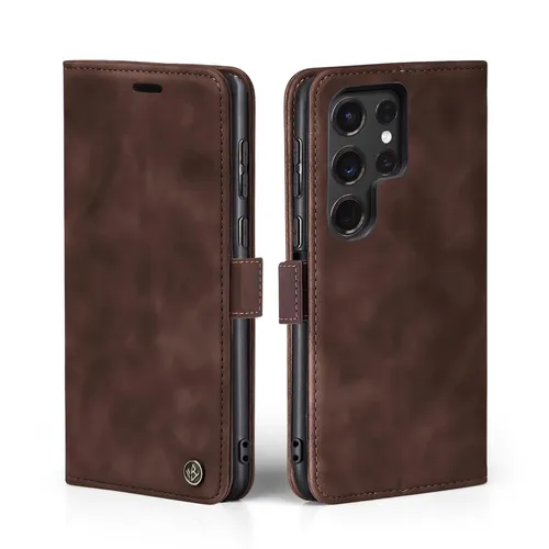 Handy Hülle für Samsung Galaxy S24 Ultra Magnet Cover Klapphülle Flip Braun