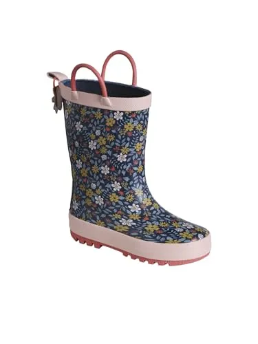 Vertbaudet Kinder Gummistiefel mit Henkeln, Blumen oder Leo-Print marine 26